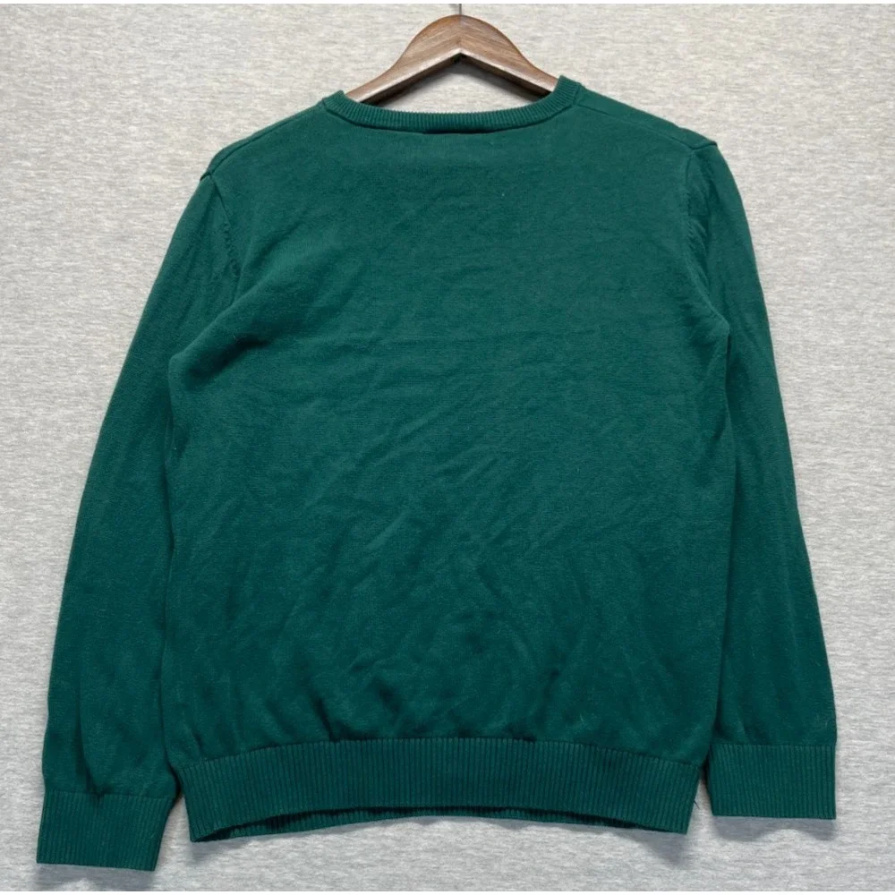 The Children's Place Sweater Boys XL 14 Spruce Green Cotton Ribbed Trim V-Neck